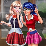 เกมส์แต่งตัวเลดี้บั๊กกับเอลซ่าไปเรียน Ladybug Elsa College Fashion