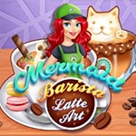 เกมส์นางเงือกเปิดร้านขายกาแฟ Mermaid Barista Latte Art