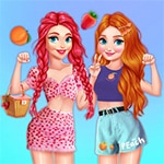 เกมส์แต่งตัวเจ้าหญิง2คนแฟชั่นผลไม้ Princesses Fruity Print Fun Challenge