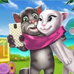 เกมส์แต่งตัวแมวพูดได้ถ่ายรูปเซลฟี่ Tom And Angela Selfie Time