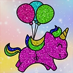 เกมส์ระบายสีม้ายูนิคอร์น Coloring Book Glittered Unicorns