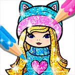 เกมส์ระบายสีเด็กน้อยน่ารัก Girls Coloring Book Glitter