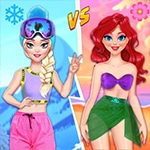 เกมส์แต่งตัวเจ้าหญิงสองฤดูกาล Summer vs Winter Princesses Battle